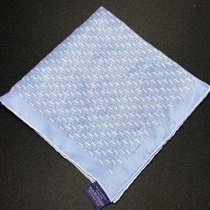 Authentic Men's Hermes Pocket Square Dog Prints in Baby Blue with Box